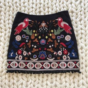 Black skirt with embroidered details